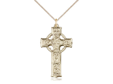 14kt Gold Filled Large Celtic Cross Necklace 1-3/8x3/4 inch pendant with 18 inch chain by Bliss Manufacturing
