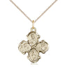 14kt Gold Filled Catholic 4-Way Medal Necklace 3/4 inch x 5/8 inch with 18 inch chain by Bliss Manufacturing