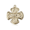 14kt solid gold Five-Way Medal pendant 7/8 inch featuring Sacred Heart, Miraculous Medal, St. Joseph, St. Christopher and Holy Spirit by Bliss
