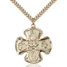 14kt gold filled Five-Way Medal necklace 1 1/8 inch on 24 inch curb chain featuring Sacred Heart and four saints by Bliss