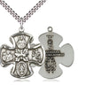 Sterling silver Five-Way Medal necklace 1 1/8 inch on 24 inch curb chain featuring Sacred Heart and four saints by Bliss