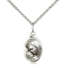 Small Sterling Silver Madonna and Child Catholic Pendant Necklace 5/8 inch by Bliss Manufacturing