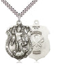 Sterling Silver Large St. Michael the Archangel Medal with National Guard Emblem 1 1/4 x 7/8 inch on 24 inch Chain by Bliss