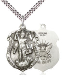 Sterling Silver Large St. Michael Medal Necklace 1 1/4 x 3/4 inch with 24 inch Chain by Bliss
