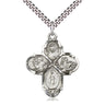 Sterling Silver Large Four-Way Medal Necklace 1 1/4 x 1 inch pendant with 24 inch chain by Bliss