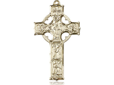 14kt solid gold large Celtic cross pendant 1 5/8 x 7/8 inches handcrafted by Bliss Manufacturing USA