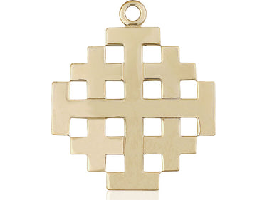 Extra Large 14kt Solid Gold Jerusalem Cross Pendant 2 1/4 x 2 inches handcrafted by Bliss Manufacturing USA