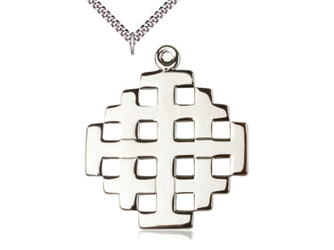 Sterling silver extra large Jerusalem cross necklace 2 1/4 x 2 inches with 24 inch chain by Bliss