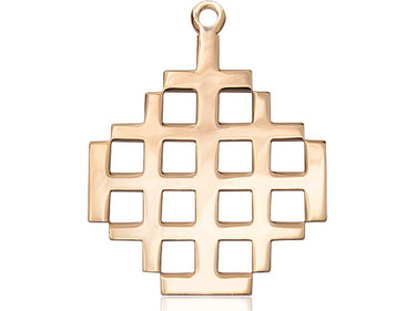 14kt Solid Gold Large Jerusalem Cross Pendant 1 3/8 x 1 1/8 inches handcrafted by Bliss Manufacturing