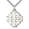 Sterling Silver Large Jerusalem Cross Necklace 1 3/8 x 1 1/8 inches on 24 inch chain by Bliss Manufacturing