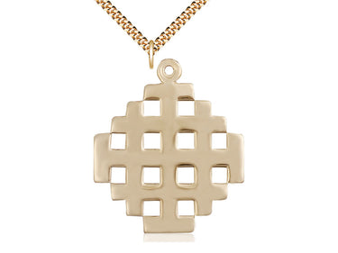 Large 14kt Gold Filled Cross Necklace with 24 inch chain, 1 3/4 x 1 1/2 inches, handcrafted by Bliss