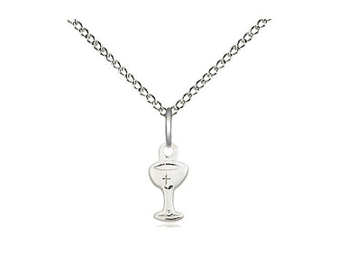 Sterling Silver Small Chalice Pendant Necklace 3/8 x 1/8 inch on 18 inch chain handmade by Bliss Manufacturing