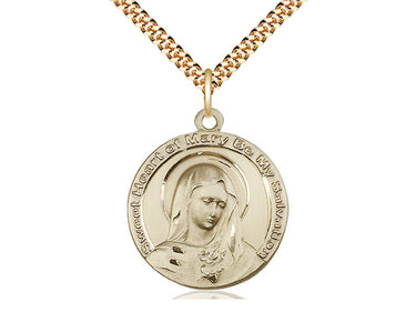 14kt Gold Filled Mary Medal Necklace Medium 1 inch x 7/8 inch with 24 inch Chain by Bliss