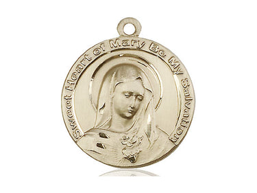 14kt Solid Gold Medium Mary Medal Pendant 1 x 7/8 inch Handcrafted by Bliss