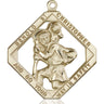 Large 14kt solid gold St. Christopher patron saint medal pendant handcrafted by Bliss