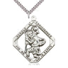 Large sterling silver St. Christopher patron saint medal necklace with 24 inch chain by Bliss