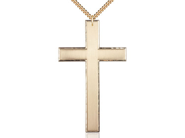 14kt Gold Filled Extra Large Catholic Cross Necklace 3 x 1 3/4 inches with 24 inch curb chain by Bliss USA