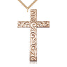 Extra Large Gold Filled Knurled Cross Necklace 3 inch textured pendant on 24 inch chain by Bliss