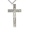 Extra Large Sterling Silver Catholic Crucifix Necklace 3 inches by 1-3/4 inches on 24 inch chain handcrafted by Bliss Manufacturing USA