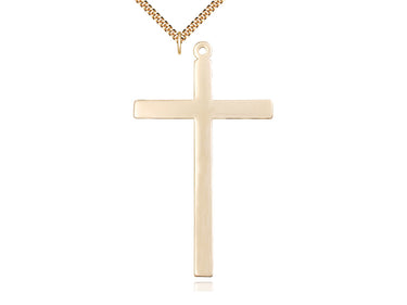 Extra Large 14kt Gold Filled Cross Necklace 3 inch pendant with 24 inch chain by Bliss Manufacturing