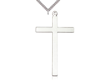 Extra Large Sterling Silver Cross Necklace 3 inch by 1¾ inch with 24 inch chain by Bliss Manufacturing