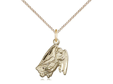 14kt gold filled small Guardian Angel necklace 5/8 x 1/2 pendant with 18 inch chain by Bliss Manufacturing