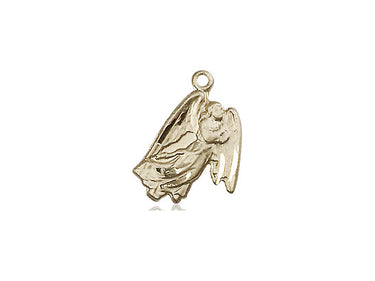 Small 14kt solid gold Guardian Angel medal pendant 5/8 inch by 1/2 inch handcrafted in USA by Bliss Manufacturing