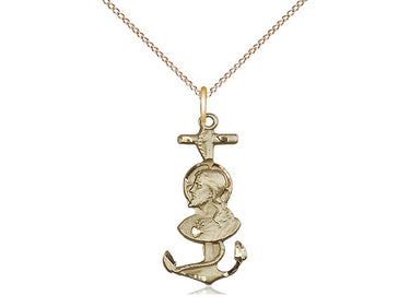 Gold filled St. Christopher medal necklace, 7/8 inch by 3/8 inch pendant, 18 inch chain, handmade by Bliss