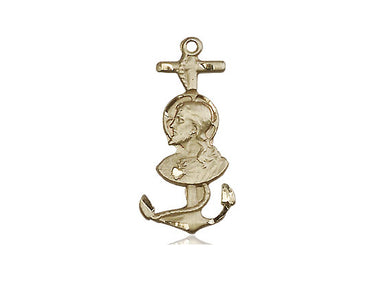 14kt Solid Gold St. Christopher Medal Pendant 7/8 inch by 3/8 inch handcrafted by Bliss Manufacturing