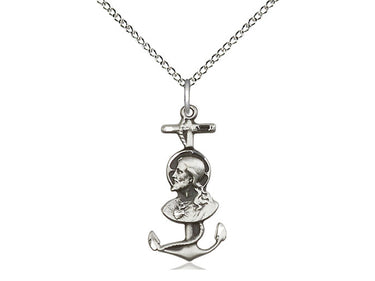 Sterling Silver St. Christopher Patron Saint Medal Necklace 7/8 x 3/8 with 18 inch Chain USA Made by Bliss