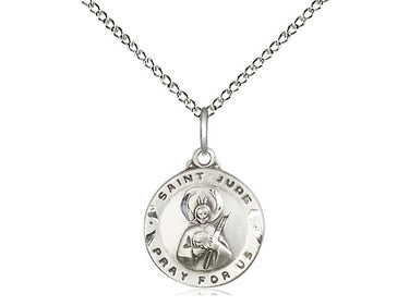 Sterling Silver Small St. Jude Patron Saint Medal Necklace 5/8 x 1/2 inch on 18 inch chain by Bliss