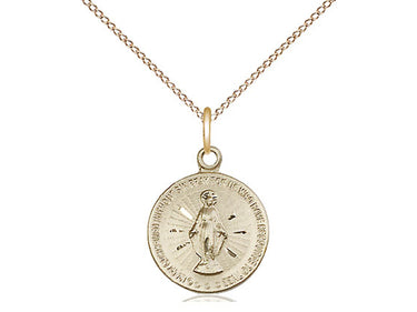 Small 14kt gold filled Miraculous Medal necklace with 5/8 x 1/2 inch pendant on 18 inch chain by Bliss