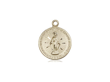 14kt Solid Gold Small Miraculous Medal Pendant 5/8 x 1/2 by Bliss Manufacturing