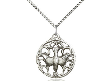 Sterling Silver Holy Spirit Pendant Necklace 3/4 inch with 18 inch Chain by Bliss Manufacturing