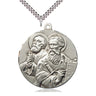 Large Sterling Silver St. Peter Patron Saint Medal Necklace 1 5/8 inches by 1 1/2 inches on 24 inch chain by Bliss