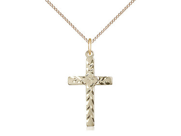 Medium 14kt Gold Filled Cross Necklace with 18 inch chain, 7/8 x 1/2 pendant, handcrafted in USA by Bliss Manufacturing