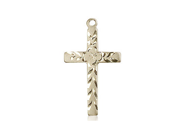 14kt solid gold cross pendant medium 7/8 inch by 1/2 inch handcrafted by Bliss Manufacturing USA