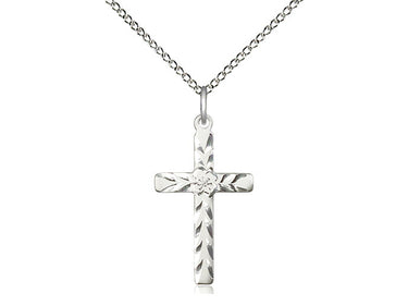 Sterling silver cross necklace medium 7/8 inch pendant with 18 inch chain handcrafted by Bliss USA