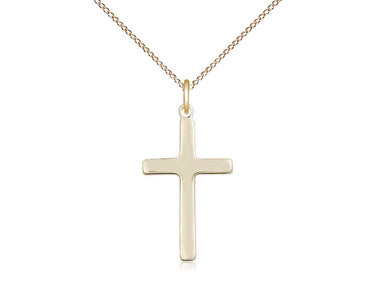 14kt gold filled Catholic cross necklace 7/8 inch pendant with 18 inch chain handcrafted by Bliss Manufacturing