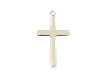 14kt solid gold cross pendant medium 7/8 inch by 1/2 inch handcrafted by Bliss Manufacturing USA