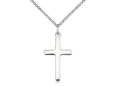 Sterling silver cross necklace medium 7/8 inch pendant with 18 inch chain handcrafted by Bliss USA