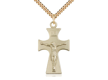 14kt Gold Filled Large Celtic Crucifix Necklace with 24 inch chain, handcrafted Catholic jewelry by Bliss