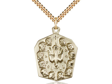14kt gold filled Apostles Holy Spirit pendant necklace large 1 1/4 inch with 24 inch chain by Bliss