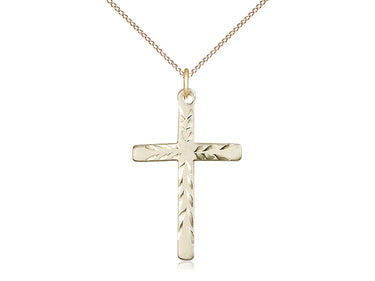 Gold Filled Medium Catholic Cross Necklace 1-1/8 x 3/4 inches with 18 inch curb chain by Bliss
