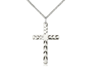 Sterling Silver Medium Catholic Cross Necklace 1 1/8 x 3/4 Pendant 18 inch Chain Bliss Manufacturing