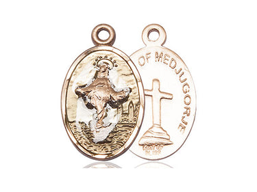 14kt Solid Gold Our Lady of Medjugorje Medal Pendant 7/8 x 1/2 handcrafted by Bliss Manufacturing USA