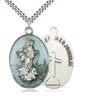 Large Sterling Silver Medjugorje Our Lady Pendant Necklace 1 3/8 x 7/8 inch with 24 inch Chain Bliss USA