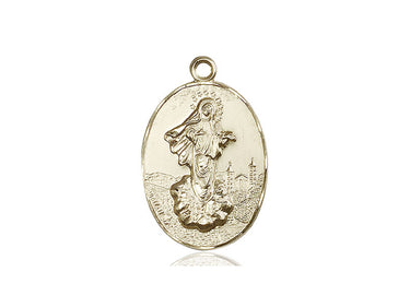 Large 14kt solid gold Our Lady of Medjugorje medal pendant 1 3/8 x 7/8 inches by Bliss Manufacturing