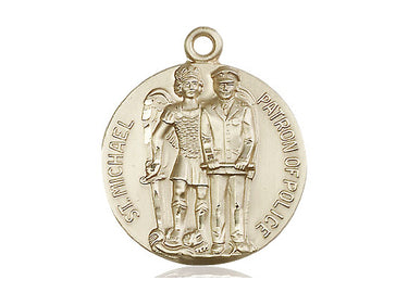 14kt Solid Gold St. Michael the Archangel Medal Pendant 1 x 7/8 inch handcrafted Bliss USA