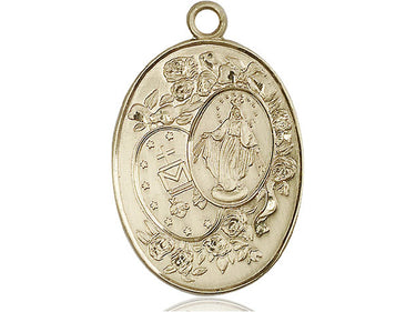 14kt Solid Gold Large Miraculous Medal Pendant 1 3/8 x 7/8 inches Handcrafted by Bliss Manufacturing